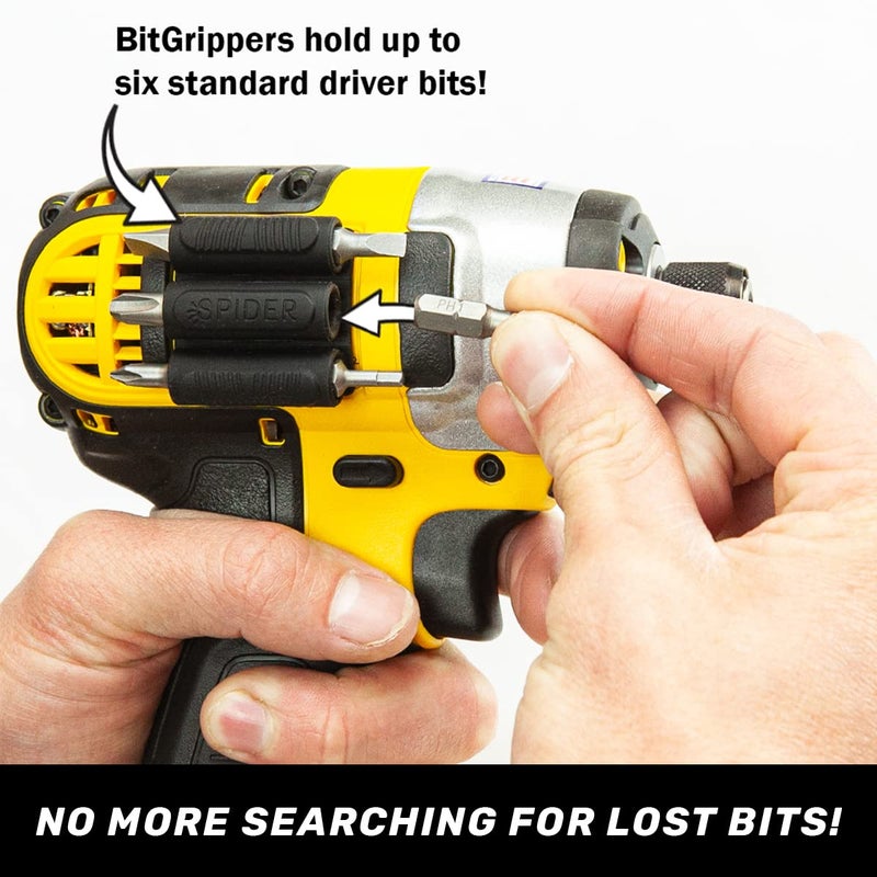 Spider Tool Holster - BitGripper v2 - Pack of Four - High Strength 3M Adhesive Drill add-on for Easy Access to six Driver bits on The Side of Your Power Drill or Driver! - Image 5